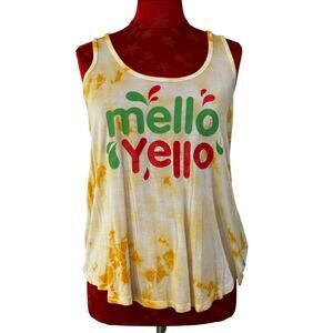 Tailgate Mello Yello sleeveless tank top yellow white tie dyed scoop neck XS